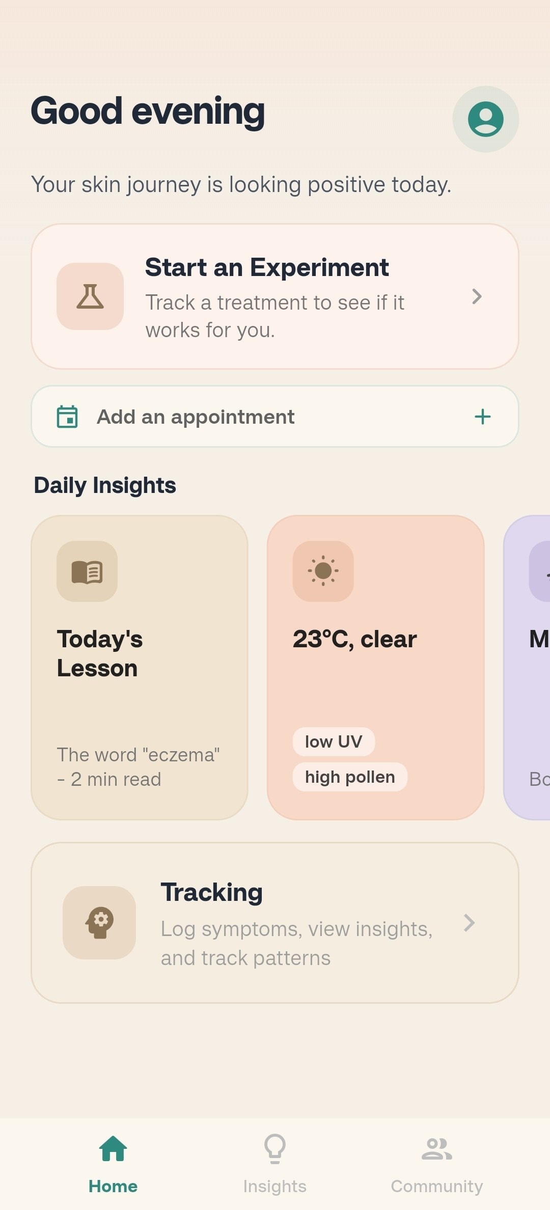 myEczema app home screen